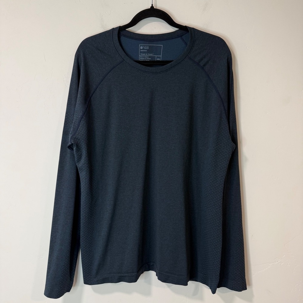 Figs Womens Salta Scrub Undershirt 4XL Navy Blue Seamless Long Sleeve 1000377
